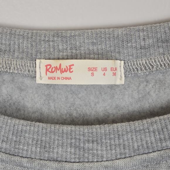 Womens Sweatshirt Crew Gray Heathered Babe Pullover Long Sleeve Fleece Lined SM - Picture 2 of 5